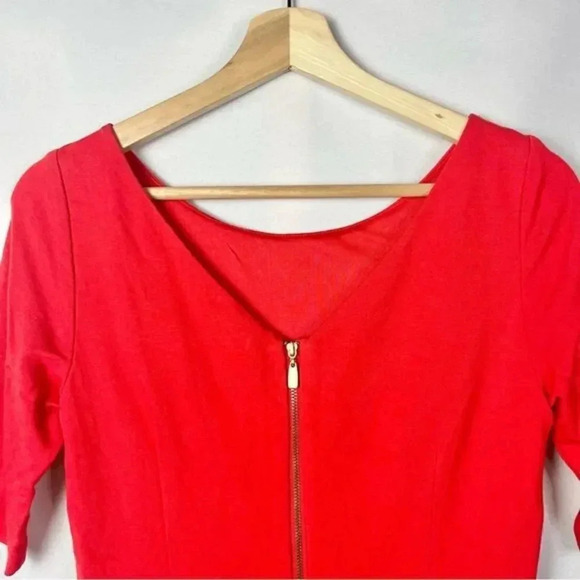 Laundry by Shelli Segal Red & Pink Embroidered Ponte Pencil Dress 4 - Picture 5 of 5